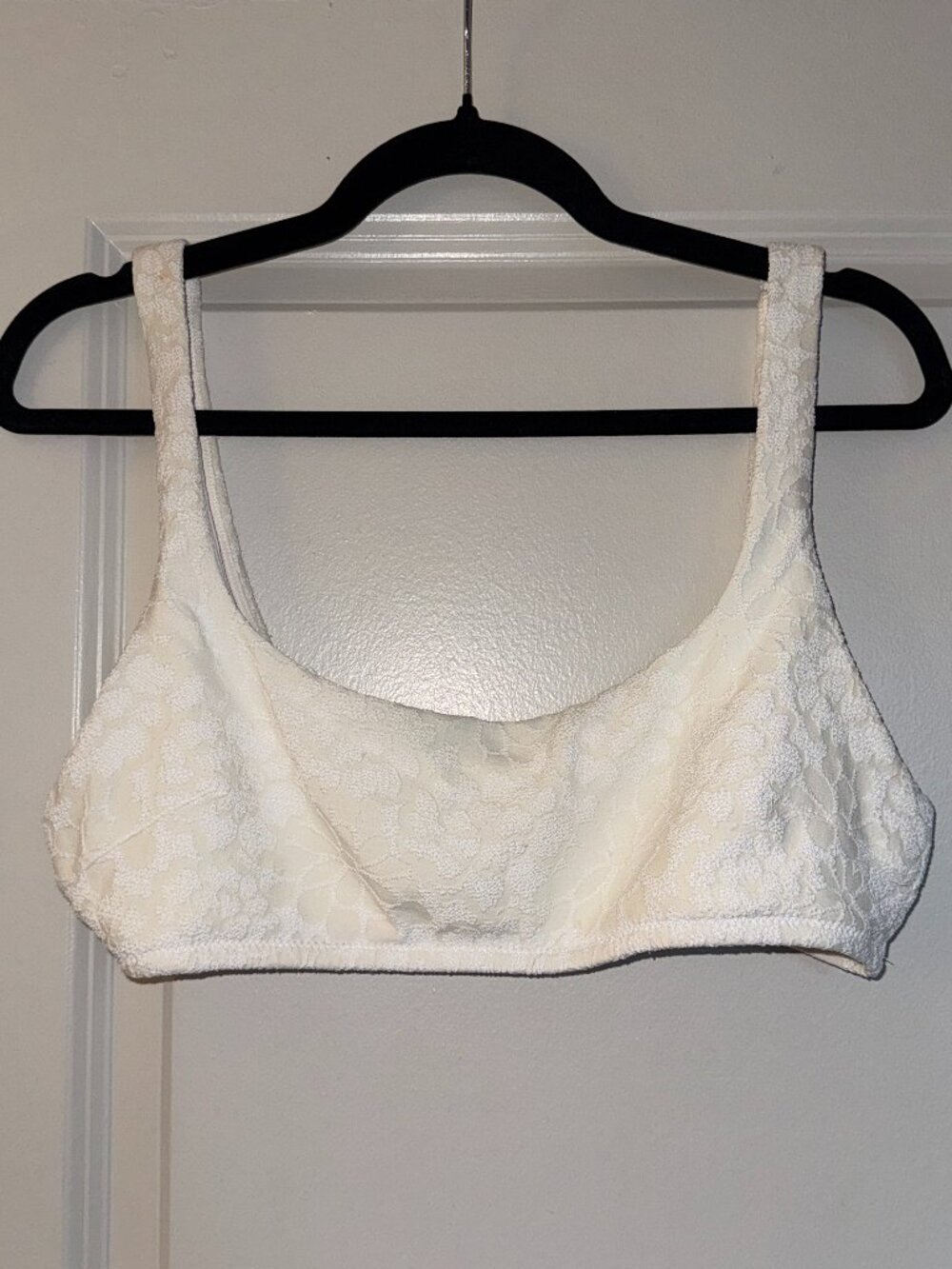 Aerie White Floral Lace Scoop Neck Bikini Swim Top Coquette Cottagecore Sz L
